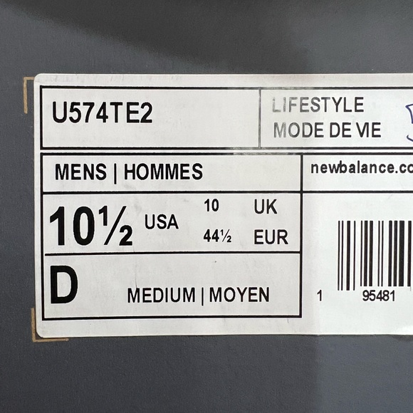 New Balance 574, U574TE2, White, Black & Green - Picture 13 of 14